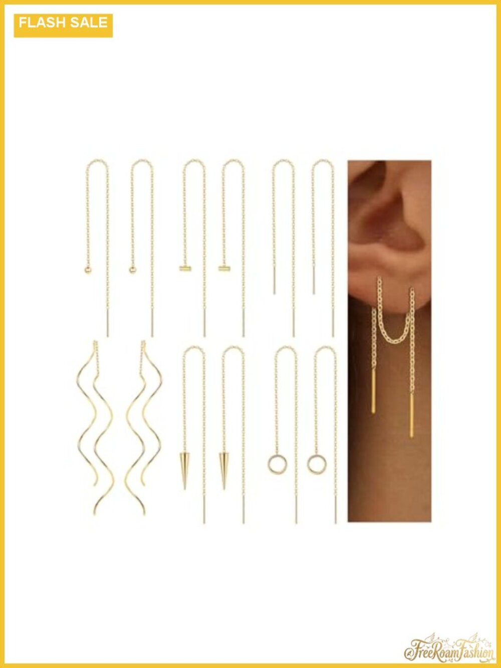 6 Pairs Stainless Steel Chain Tassel Earrings Drop Dangle Minimalist Set